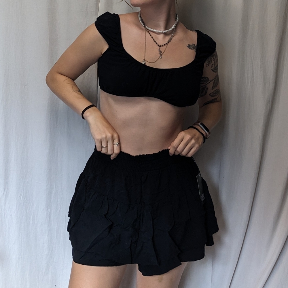NWT Wild Fable Cap Sleeve Scoop Neck Micro Crop Top Milkmaid Style Size Medium